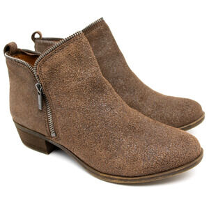 Lucky‎ Brand Bartalino Brown Distressed Wax Leather Ankle Boots SIZE 7.5